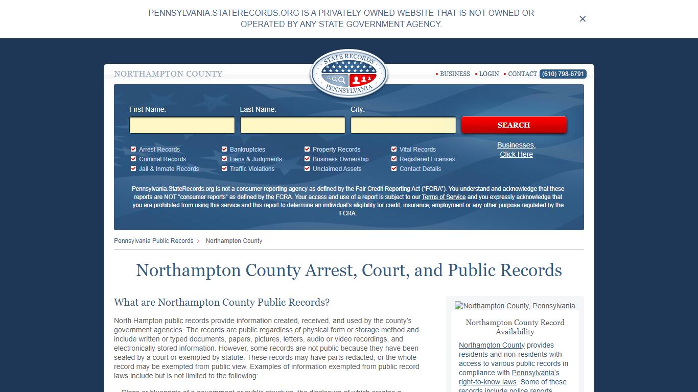 Northampton County Arrest, Court, and Public Records