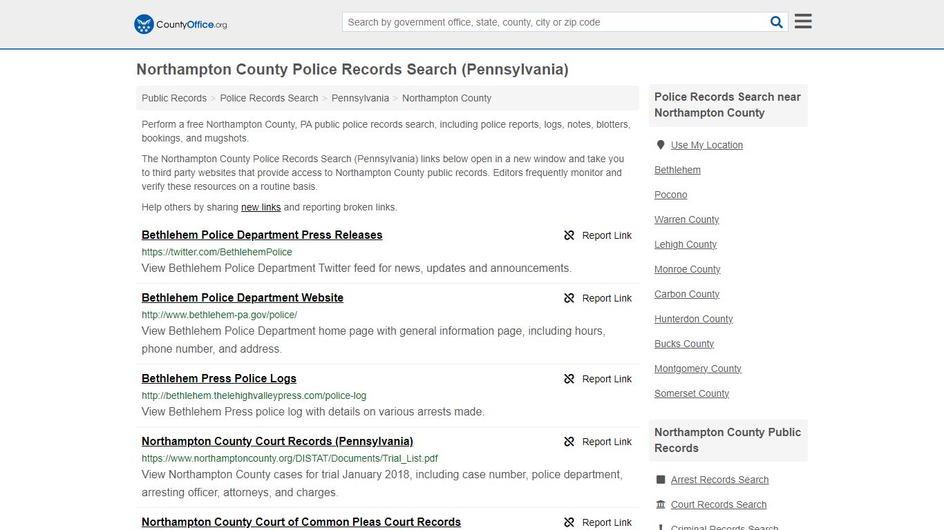 Northampton County Police Records Search (Pennsylvania) - County Office